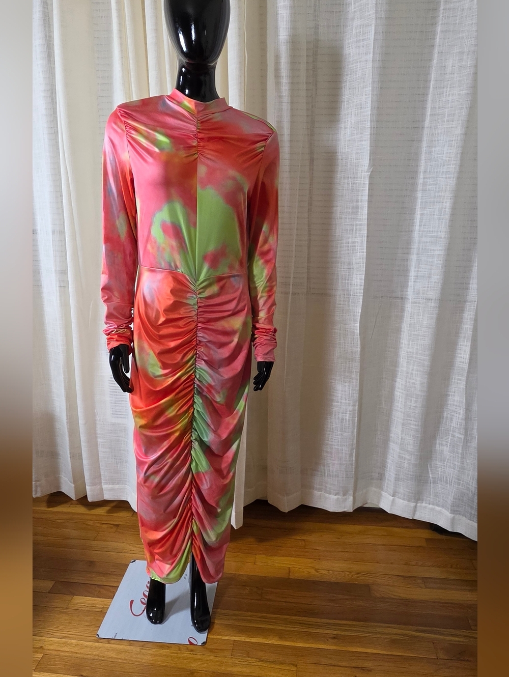 High Neck Tie Dye Design Max Dress